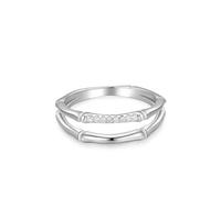 KnSam Anillo de solicitud de oro amarillo 750, doble capa, compuesto de bambú, banda de boda con diamante, anillo de boda de platino 950, talla 47-65, Oro blanco 585 de 14 quilates, Diamante