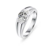 KnSam Anillo de solicitud de oro auténtico Au750, oro blanco de 0,61 ct, creado en laboratorio, banda de boda de 4 garras clásica, anillo de boda de 18 quilates, talla 49 - 70, Oro blanco de 18