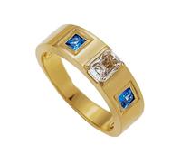 KnSam Anillo de solicitud de oro auténtico de 18 quilates 750, banda de boda clásica con moissanita, anillos de boda de oro amarillo Au750 con zafiro, oro amarillo, talla 47-65, Oro amarillo de 9