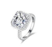 KnSam Anillo de solicitud de oro blanco, 9 K/14 K/18 K, para parejas de anillos elegantes clásicos con moissanita, talla 47 - 65, Oro blanco 585 de 14 quilates, Moissanita
