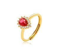 KnSam Anillo de solicitud de oro real de 9 K/14 K/18 K, joyas con gotas de corindón, anillo abierto, vintage, flores, oro amarillo, Au 375/585/750, anillo de compromiso Moissanite, talla 47-65, Oro