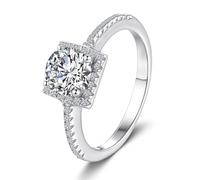 KnSam Anillo solitario de oro blanco de 9 K/14 K/18 K, anillo de boda pequeño con diamante creado en laboratorio, para parejas Au 375/585/750, oro blanco, talla 47-65, Oro blanco 585 de 14 quilates