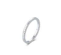 KnSam Anillo solitario de oro blanco de 9 K/14 K/18 K, joyas de oro auténtico, anillo apilable clásico con moissanita, anillos de pareja de oro blanco Au 375/585/750, talla 47-65, Oro blanco de 18