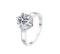 KnSam Anillos de amistad auténticos de oro blanco 750 de 18 quilates, anillo de boda, corona de flores, 6 garras con laboratorio, para parejas, oro de 18 quilates con rubí, talla 47 - 65, Oro blanco