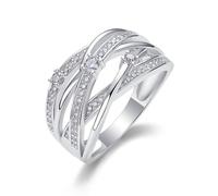 KnSam Anillos de amistad de oro blanco de 9 quilates, joyas de oro auténtico, cruz de compromiso con moissanita, anillos de pareja de oro Au375, talla 58 (18,5)