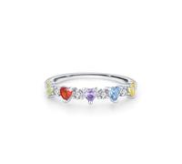 KnSam Anillos de amistad de oro real de 9 K/14 K/18 K, par de anillos clásicos de corazón con amatista lila, corte de corazón, anillo de compromiso Moissanit Au 375/585/750, oro blanco, talla 47-65