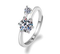 KnSam Anillos de boda auténticos de oro blanco 750, anillo de boda clásico con moissanita, banda de boda de 18 K, plata, tallas 47-65, Oro blanco 375 de 9 quilates, Moissanita