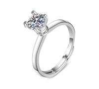 KnSam Anillos de boda auténticos de oro blanco 750, anillo de diamantes de 4 garras con laboratorio creado en laboratorio, anillos de amistad de 18 K, plata, talla 47 - 65, Oro blanco 375 de 9