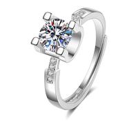 KnSam Anillos de boda auténticos de oro blanco 750 de 18 quilates, 4 garras con moissanita, para parejas, oro de 18 quilates, plata, talla 47-65, Oro blanco 375 de 9 quilates, Moissanita