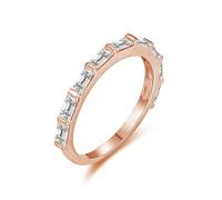KnSam Anillos de boda de oro blanco de 9 K/14 K/18 K, media eternidad con moissanita, anillos para parejas de oro blanco Au 375/585/750, talla 47-65, Oro rosa de 14 quilates, Moissanita