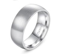 KnSam Anillos de compromiso de plata para hombre, acero de titanio, 8 mm, curvo, mate, anillo de matrimonio, unisex, personalizado, talla 63 (20.1)