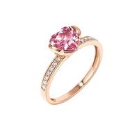 KnSam Anillos de la amistad, oro rosa de 9 K/14 K/18 K, 1 ct, turmalina, para parejas, corazón tallado en corazón, rosa oscuro, anillo con moissanite de oro de 18/14/9 quilates, talla 47-70, Oro rosa