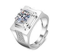KnSam Anillos de oro blanco 750 de 18 quilates, joyas de oro auténtico, anillo de compromiso, anillo ancho de 4 garras con moissanita, anillos de boda de oro de 18 quilates, plata, talla 54 - 72, Oro