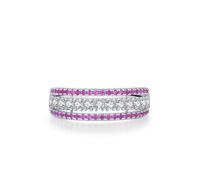 KnSam Anillos de pareja de oro blanco de 9 K/14 K/18 K, joyas auténticas, elegantes anillos de boda con moissanita, anillo de compromiso creado en laboratorio de rubí blanco oro Au 375/585/750, talla