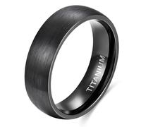 KnSam Anillos negros para hombre, estilo vintage, acero de titanio, 6 mm, curvo, mate, anillo de compromiso, unisex, talla 60 (19,1)