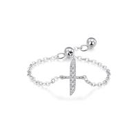 KnSam Au 375/585/750 - Anillo de oro blanco para parejas, cadena ajustable, anillo de compromiso con moissanita, anillo de boda de oro blanco 9 K/14 K/18 K, talla 47-65, Platino 950, Moissanita