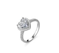 KnSam Au 375/585/750 - Anillos de oro blanco para parejas de joyas auténticas, corazón solitario con laboratorio, diamante tallado en corazón, anillos de boda de oro blanco 9 K/14 K/18 K, talla 47