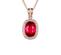 KnSam Au 375/585/750 - Collares de oro rosa para mujer, 2,2 ct, turmalina roja, cadena para mujer, clásica, elegante corte ovalado, oro rosa de 9 K/14 K/18 K, joyas de oro auténtico, 40 + 5 cm, Oro