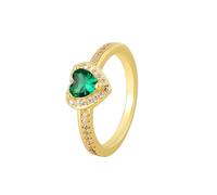 KnSam Au375/585/750 - Anillos de boda de oro amarillo 9 K/14 K/18 K, joyas de oro amarillo auténtico, talla 47-65, Oro amarillo 585 de 14 quilates, Laboratorio creado esmeralda.