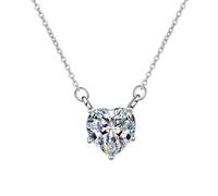 KnSam Au750 - Collar de oro blanco para mujer, joya auténtica vintage, cadena para mujer, anillo solitario con corazón creado en laboratorio, diamante tallado en corazón, 18 K, plata, 45 + 5 cm