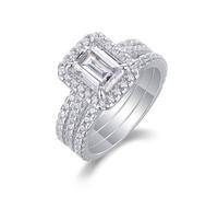 KnSam Banda de boda auténtica de oro blanco 375 9 K, alianzas de boda con moissanita, anillos de boda de oro Au375, talla 51 (16,2)