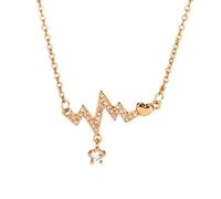 KnSam Cadena de oro amarillo 750 para mujer, aniversario, collar para mujer, electrocardiograma corazón con laboratorio creado con diamante, oro de 18 quilates, joyas de oro auténtico, 45 + 5 cm