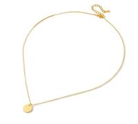 KnSam Cadena de oro amarillo de 9 K/14 K/18 K para mujer, joyería auténtica, placa plana, colgante para mujer, collar Au375/585/750 oro, 40 + 5 cm, Oro amarillo de 18 quilates (750), Sin Zikonia