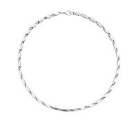 KnSam Collar de acero inoxidable para hombre y mujer, 2/3/4/5 mm de ancho, cadena plana trenzada, plata, 40-60 cm de longitud, cadena de enlace de barra de acero inoxidable macizo, cadena de eslabones