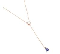 KnSam Collar de oro amarillo de 9 K/14 K/18 K, cadena en Y, colgante con laboratorio de 1 ct, creado con zafiro gota azul, Au375/585/750, 40 + 5 cm, Oro amarillo 585 de 14 quilates, Laboratorio Creado