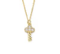 KnSam Collar de oro amarillo de 9 K/14 K/18 K para mujer, estilo Art Nouveau, joya auténtica, colgante con colgante de laboratorio creado con diamante (corte redondo blanco), cadena para mujer regalo