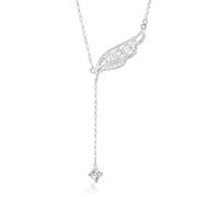KnSam Collar de oro blanco 375 de 9 quilates con trapecio moissanita, colgante de alas, oro 9 K, 45 cm, Platino, Moissanita