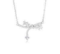 KnSam Collar de oro blanco 375 de 9 quilates, joyas de oro auténtico con trapecio moissanita, colgante de lazo de oro de 9 quilates, cadena para mujer, 45 cm, Oro blanco 375 de 9 quilates, Moissanita