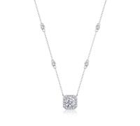 KnSam Collar de oro blanco 750 de 18 quilates con moissanita, colgante geométrico para mujer, cadena de platino PT950, 45 cm, Oro blanco de 18 quilates (750), Moissanita