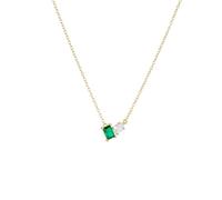 KnSam Collar de oro de 9 K/14 K/18 K para mujer, joyas de oro auténtico, clásico, colgante con esmeralda (corte rectangular verde), cadena de oro amarillo Au375/585/750, 40 + 5 cm, Oro amarillo 585 de