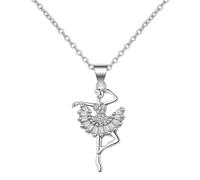 KnSam Collar Mujer Aniversario Laboratorio Creado Diamante Collar Mujeres Niñas Bailando Oro Blanco Au750 18K, Oro 750 Cadena Mujer Joyas de Oro Genuino, Plata, 45+5 cm