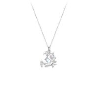KnSam Collar para mujer estilo Art Nouveau de 9 K/14 K/18 K, oro blanco, orejas de trigo, colgante con piedra lunar (blanco redondo), oro blanco 375/585/750, cadena para mujer, regalo, 40 + 5 cm, Oro