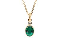 KnSam Collar para mujer, estilo Art Nouveau, oro amarillo de 9 K/14 K/18 K, joyas auténticas, 1 ct, laboratorio, esmeralda, regalo clásico, colgante ovalado, verde, cadena para mujer con moissanite Au