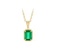 KnSam Collares para mujer de oro amarillo de 9 K/14 K/18 K, joyas de oro auténtico, esmeralda para mujer, colgante clásico, corte rectangular, verde, cadena para mujer con moissanite Au 750/585/375