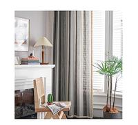 KnSam Cortinas opacas para chicos con cinta fruncidora gris, a rayas blancas, cortina opaca extra ancha de algodón, 132 x 244 cm (ancho x alto)