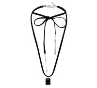 KnSam Gargantilla para mujer, plata y negro, rectangular, circonita, ajustable, gargantilla de terciopelo, 61 + 5,2 cm, Acero inoxidable, Circonia cúbica