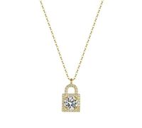 KnSam Gold Au 375/585/750 - Collar de oro auténtico con moissanita, colgante de castillo, cadena para mujer, oro amarillo de 9 K/14 K/18 K, 45 cm, Oro amarillo de 18 quilates (750), Moissanita