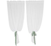 KnSam H90xB130 - Cortina de bistró semitransparente, monocolor blanco, 1 pieza, con bolsillo de barra de poliéster, cortina de gasa para ventana de salón
