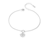 KnSam Joya de oro auténtico para mujer, oro de 9 K/14 K/18 K, concha, tobillera de amistad con diamante, oro amarillo Au 375/585/750 Tobillera, 20+5CM, Platino 950, Diamante