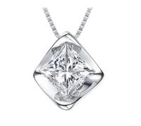 KnSam Joya de oro real de 9 K/14 K/18 K, cadena de oro blanco para mujer, collar de diamante creado en laboratorio para mujer, colgante geométrico de corte redondo, blanco, cadena para mujer de oro