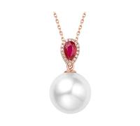 KnSam Joyas auténticas de oro rosa de 9 K/14 K/18 K para mujer, aniversario, collar de rubí creado en laboratorio para mujer, lágrima de 10 mm, colgante de gota rojo, cadena para mujer con laboratorio