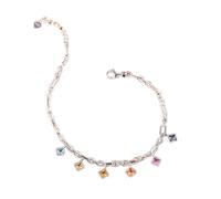 KnSam Joyas reales de oro blanco de 18 quilates pulseras para mujer, 1,25 ct laboratorio creado zafiro mujeres pulseras clásicas corte princesa azul, brazaletes Au750 oro, 22 cm