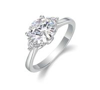 KnSam Par de anillos de oro blanco 585 de 14 quilates, anillos de amistad pequeños clásicos con moissanita, anillo de oro de 14 quilates, talla 49 (15,6)