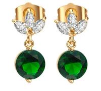 KnSam Pendientes de oro 750 de 18 quilates para mujer, joyas auténticas, pendientes de hoja con moissanita, oro amarillo de 18 quilates, pendientes de estilo Art Nouveau, Oro amarillo de 18 quilates