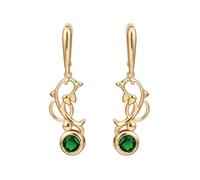 KnSam Pendientes de oro blanco 18 K 750 vintage, joyas de oro auténtico, pendientes de delfín con moissanita, pendientes de oro Au750, estilo Art Nouveau, plata, Oro amarillo, Granate