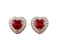 KnSam Pendientes de oro blanco de 9 K/14 K/18 K, auténticos, 1,2 ct, diseño de rubí, para mujer, corazón tallado en corazón, rojo, pendientes de estilo Art Nouveau con moissanite Au 750/585/375, Oro